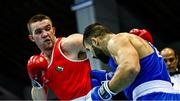 10 February 2024; Jack Marley of Ireland, left, in action against Vagkan Nanitzanian of Greece in their heavyweight 92kg semi-final bout during the 75th International Boxing Tournament Strandja in Sofia, Bulgaria. Photo by Luibomir Asenov/Sportsfile