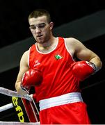 10 February 2024; Jack Marley of Ireland makes his way to the ring ahead of his heavyweight 92kg semi-final bout with Vagkan Nanitzanian of Greece during the 75th International Boxing Tournament Strandja in Sofia, Bulgaria. Photo by Luibomir Asenov/Sportsfile