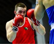 10 February 2024; Jack Marley of Ireland, left, in action against Vagkan Nanitzanian of Greece in their heavyweight 92kg semi-final bout during the 75th International Boxing Tournament Strandja in Sofia, Bulgaria. Photo by Luibomir Asenov/Sportsfile