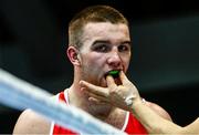 10 February 2024; Jack Marley of Ireland during his heavyweight 92kg semi-final bout against Vagkan Nanitzanian of Greece at the 75th International Boxing Tournament Strandja in Sofia, Bulgaria. Photo by Luibomir Asenov/Sportsfile