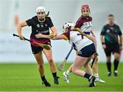 10 February 2024; Fiona Guiney of University of Galway in action against Aibha Kiernan of University of Limerick during the Electric Ireland Uí Mhaolagáin Cup final match between University of Limerick and University of Galway at University of Galway Connacht GAA Centre of Excellence in Bekan, Mayo. Photo by Piaras Ó Mídheach/Sportsfile