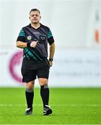 10 February 2024; Referee Gavin Donegan during the Electric Ireland Uí Mhaolagáin Cup final match between University of Limerick and University of Galway at University of Galway Connacht GAA Centre of Excellence in Bekan, Mayo. Photo by Piaras Ó Mídheach/Sportsfile