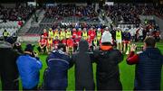10 February 2024; Cork players stand for the team picture before the Allianz Hurling League Division 1 Group A match between Cork and Kilkenny at SuperValu Páirc Ui Chaoimh in Cork. Photo by Eóin Noonan/Sportsfile