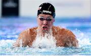 11 February 2024; Darragh Greene of Ireland in action during his heat of the Men's 100m breaststroke on day one of the World Aquatics Championships 2024 at the Aspire Dome in Doha, Qatar. Photo by Ian MacNicol/Sportsfile