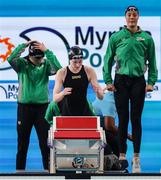 11 February 2024; Erin Riordan of Ireland before her heat of Women's 4x100m freestyle relay on day one of the World Aquatics Championships 2024 at the Aspire Dome in Doha, Qatar. Photo by Ian MacNicol/Sportsfile