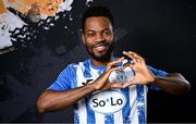 10 February 2024; Noe Baba poses for a portrait during a Finn Harps squad portraits session at Finn Park in Ballybofey, Donegal. Photo by Ramsey Cardy/Sportsfile