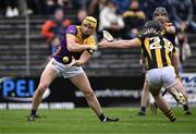 4 February 2024; Damien Reck of Wexford is tackled by Harry Shine of Kilkenny during the Allianz Hurling League Division 1 Group A match between Kilkenny and Wexford at UPMC Nowlan Park in Kilkenny. Photo by Piaras Ó Mídheach/Sportsfile