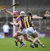 4 February 2024; James Byrne of Wexford in action against David Blanchfield of Kilkenny during the Allianz Hurling League Division 1 Group A match between Kilkenny and Wexford at UPMC Nowlan Park in Kilkenny. Photo by Piaras Ó Mídheach/Sportsfile