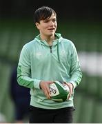 10 February 2024; Gabriel Farrell, son of head coach Andy Farrell, during an Ireland Rugby captain's run at the Aviva Stadium in Dublin. Photo by Brendan Moran/Sportsfile