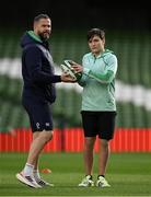 10 February 2024; Head coach Andy Farrell with his son Gabriel during an Ireland Rugby captain's run at the Aviva Stadium in Dublin. Photo by Brendan Moran/Sportsfile