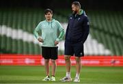 10 February 2024; Head coach Andy Farrell with his son Gabriel during an Ireland Rugby captain's run at the Aviva Stadium in Dublin. Photo by Brendan Moran/Sportsfile