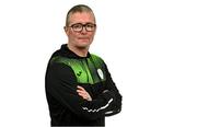 10 February 2024; Manager Darren Murphy poses for a portrait during a Finn Harps squad portraits session at Finn Park in Ballybofey, Donegal. Photo by Ramsey Cardy/Sportsfile