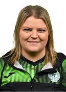 10 February 2024; Physiotherapist Nichola Ayres poses for a portrait during a Finn Harps squad portraits session at Finn Park in Ballybofey, Donegal. Photo by Ramsey Cardy/Sportsfile