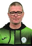 10 February 2024; Manager Darren Murphy poses for a portrait during a Finn Harps squad portraits session at Finn Park in Ballybofey, Donegal. Photo by Ramsey Cardy/Sportsfile