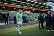 11 February 2024; Caelan Doris of Ireland walks the pitch before the Guinness Six Nations Rugby Championship match between Ireland and Italy at the Aviva Stadium in Dublin. Photo by Brendan Moran/Sportsfile