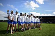 11 February 2024; Waterford players stand for the playing of Amhrán na bhFiann before the Allianz Hurling League Division 1 Group A match between Waterford and Clare at Walsh Park in Waterford. Photo by Eóin Noonan/Sportsfile