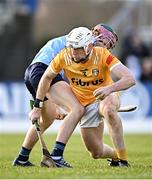 11 February 2024; Rory McCloskey of Antrim in action against James Madden of Dublin during the Allianz Hurling League Division 1 Group B match between Antrim and Dublin at Corrigan Park in Belfast. Photo by Ramsey Cardy/Sportsfile