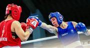 11 February 2024; Aoife O'Rourke of Ireland, left, in action against Baison Manikon of Thailand in their middleweight 75kg final bout during the 75th International Boxing Tournament Strandja in Sofia, Bulgaria. Photo by Liubomir Asenov /Sportsfile