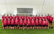 11 February 2024; The University of Galway team before the Electric Ireland Purcell Cup final match between University of Galway and SETU Carlow at University of Galway Connacht GAA AirDome in Bekan, Mayo. Photo by Sam Barnes/Sportsfile