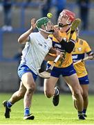 11 February 2024; John Conlon of Clare in action against Jack Prendergast of Waterford during the Allianz Hurling League Division 1 Group A match between Waterford and Clare at Walsh Park in Waterford. Photo by Eóin Noonan/Sportsfile