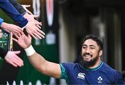 11 February 2024; Bundee Aki of Ireland before the Guinness Six Nations Rugby Championship match between Ireland and Italy at the Aviva Stadium in Dublin. Photo by Ben McShane/Sportsfile