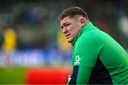 11 February 2024; Tadhg Furlong of Ireland looks on during the warm-ups before the  Guinness Six Nations Rugby Championship match between Ireland and Italy at the Aviva Stadium in Dublin. Photo by Brendan Moran/Sportsfile