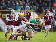 11 February 2024; Cathal O'Neill of Limerick in action against Westmeath players from left, David Williams, Owen McCabe, and Tommy Doyle during the Allianz Hurling League Division 1 Group B match between Westmeath and Limerick at TEG Cusack Park in Mullingar, Westmeath. Photo by Michael P Ryan/Sportsfile