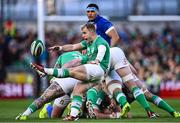 11 February 2024; Craig Casey of Ireland kicks clear during the Guinness Six Nations Rugby Championship match between Ireland and Italy at the Aviva Stadium in Dublin. Photo by Piaras Ó Mídheach/Sportsfile