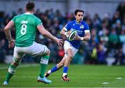 11 February 2024; Ange Capuozzo of Italy in action against Jack Conan of Ireland during the Guinness Six Nations Rugby Championship match between Ireland and Italy at the Aviva Stadium in Dublin. Photo by Piaras Ó Mídheach/Sportsfile