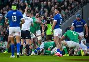 11 February 2024; Referee Luke Pearce signals a third try scored by Jack Conan of Ireland during the Guinness Six Nations Rugby Championship match between Ireland and Italy at the Aviva Stadium in Dublin. Photo by Brendan Moran/Sportsfile