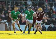 11 February 2024; Barry Murphy of Limerick in action against Owen McCabe of Westmeath during the Allianz Hurling League Division 1 Group B match between Westmeath and Limerick at TEG Cusack Park in Mullingar, Westmeath. Photo by Michael P Ryan/Sportsfile