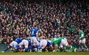 11 February 2024; Supporters watch on a scrum during the Guinness Six Nations Rugby Championship match between Ireland and Italy at the Aviva Stadium in Dublin. Photo by Ben McShane/Sportsfile