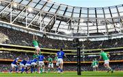 11 February 2024; James Ryan of Ireland wins possession in a line-out during the Guinness Six Nations Rugby Championship match between Ireland and Italy at the Aviva Stadium in Dublin. Photo by Ben McShane/Sportsfile