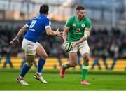 11 February 2024; Stuart McCloskey of Ireland in action against Paolo Garbisi of Italy during the Guinness Six Nations Rugby Championship match between Ireland and Italy at the Aviva Stadium in Dublin. Photo by Brendan Moran/Sportsfile