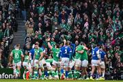 11 February 2024; Supporters celebrate their side's fourth try scores by Dan Sheehan of Ireland during the Guinness Six Nations Rugby Championship match between Ireland and Italy at the Aviva Stadium in Dublin. Photo by Ben McShane/Sportsfile