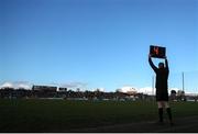 11 February 2024; A sideline official shows on the board an addition four minutes at the end of the game during the Allianz Hurling League Division 1 Group B match between Westmeath and Limerick at TEG Cusack Park in Mullingar, Westmeath. Photo by Michael P Ryan/Sportsfile
