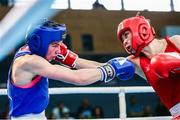 11 February 2024; Aoife O'Rourke of Ireland, left, in action against Baison Manikon of Thailand in their middleweight 75kg final bout during the 75th International Boxing Tournament Strandja in Sofia, Bulgaria. Photo by Liubomir Asenov /Sportsfile