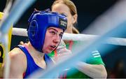 11 February 2024; Aoife O'Rourke of Ireland in action against Baison Manikon of Thailand in their middleweight 75kg final bout during the 75th International Boxing Tournament Strandja in Sofia, Bulgaria. Photo by Liubomir Asenov /Sportsfile