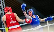 11 February 2024; Aoife O'Rourke of Ireland, right, in action against Baison Manikon of Thailand in their middleweight 75kg final bout during the 75th International Boxing Tournament Strandja in Sofia, Bulgaria. Photo by Liubomir Asenov /Sportsfile