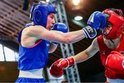11 February 2024; Aoife O'Rourke of Ireland, left, in action against Baison Manikon of Thailand in their middleweight 75kg final bout during the 75th International Boxing Tournament Strandja in Sofia, Bulgaria. Photo by Liubomir Asenov /Sportsfile