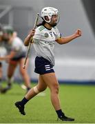 11 February 2024; Ziyan Spillane of University of Limerick celebrates after her side's victory in the Electric Ireland Ashbourne Cup final match between University of Limerick and Technological University Dublin at University of Galway Connacht GAA AirDome in Bekan, Mayo. Photo by Sam Barnes/Sportsfile
