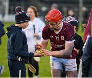 11 February 2024; Tom Monaghan of Galway signs a sliotar after the Allianz Hurling League Division 1 Group B match between Tipperary and Galway at FBD Semple Stadium in Thurles, Tipperary. Photo by Ray McManus/Sportsfile
