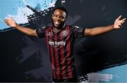 11 February 2024; James Akintunde poses for a portrait during a Bohemians FC squad portraits session at DCU Sports Complex in Dublin. Photo by Stephen McCarthy/Sportsfile