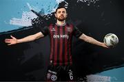 11 February 2024; Jordan Flores poses for a portrait during a Bohemians FC squad portraits session at DCU Sports Complex in Dublin. Photo by Stephen McCarthy/Sportsfile