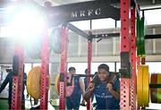 12 February 2024; Temi Lasisi during a gym session on the Leinster Rugby 12 County Tour at Mullingar RFC in Westmeath. Photo by Harry Murphy/Sportsfile