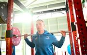 12 February 2024; Ciarán Frawley during a gym session on the Leinster Rugby 12 County Tour at Mullingar RFC in Westmeath. Photo by Harry Murphy/Sportsfile