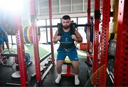 12 February 2024; Michael Milne during a gym session on the Leinster Rugby 12 County Tour at Mullingar RFC in Westmeath. Photo by Harry Murphy/Sportsfile