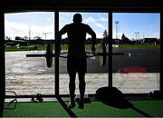 12 February 2024; Luke McGrath during a gym session on the Leinster Rugby 12 County Tour at Mullingar RFC in Westmeath. Photo by Harry Murphy/Sportsfile