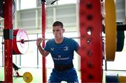 12 February 2024; Sam Prendergast during a gym session on the Leinster Rugby 12 County Tour at Mullingar RFC in Westmeath. Photo by Harry Murphy/Sportsfile