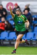 11 February 2024; Caitlin Armstong of Queens University Belfast celebrates a late score during the Electric Ireland Fr Meaghair Cup final match between Queens University Belfast and Ulster University Jordanstown at University of Galway Connacht GAA Centre of Excellence in Bekan, Mayo. Photo by Sam Barnes/Sportsfile